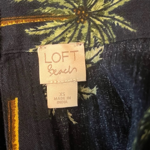 LOFT Beach XS Dark Blue Green Palm Tree Print Adjustable Strap Tunic Cover Up - Picture 7 of 8